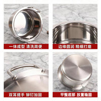Thickened Stainless Steel Hot Pot with Handles, Induction Cooker Compatible, Individual Shabu Shabu Pot