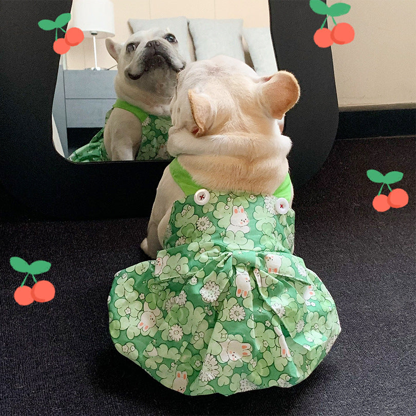 Pet Rabbit Print Cotton Dress for Small to Medium Dogs and Cats