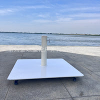 18KG White Square Rolling Umbrella Base, Outdoor Furniture Parasol Stand
