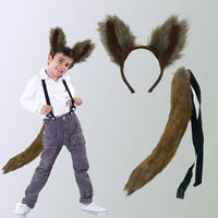 Halloween Wolf Ear Headband and Tail Plush Animal Cosplay Set