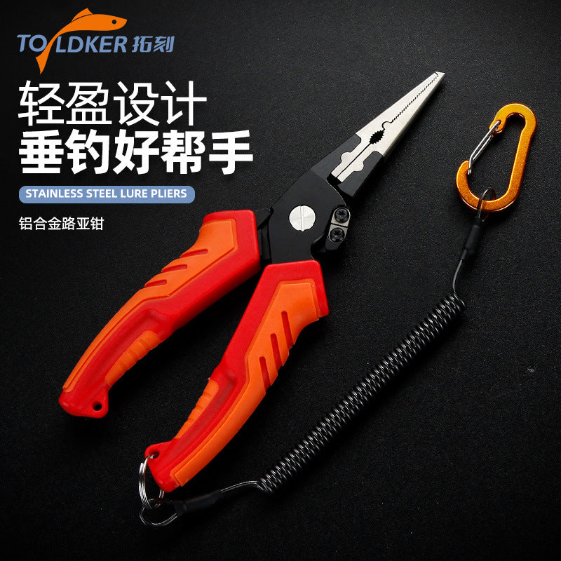Aluminum Fishing Pliers, Multi-functional Lure Pliers with Self-Locking Hook Remover, Line Cutter, Split Ring Opener, Portable Fishing Tool