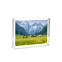 Acrylic Magnetic Photo Frame for Desktop Display, Thick Clear Picture Holder for Instax Photos and Cards