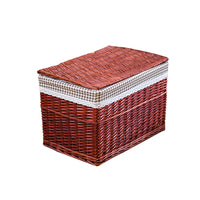 Woven Storage Basket with Lid, Fabric Toy Organizer, Large Clothes Hamper