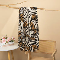 Korean Style Thin Cotton Soft Tiger Print Scarf for Women, Versatile Breathable Neck Shawl