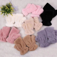 Women's Winter Half-Finger Warm Plush Gloves