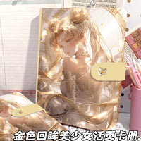 Anime Girl A5 6-Hole Loose-Leaf Binder with PU Leather Cover for Cards and Notes