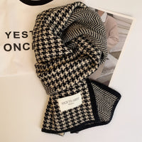 Korean Style Houndstooth Double-Sided Scarf for Autumn/Winter, Warm Knitted Neck Warmer, Versatile Couple Fashion