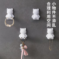 Cute Cat Wall Hooks Self-Adhesive Punch-Free for Bathroom Bedroom Door Back Coat Hat Storage