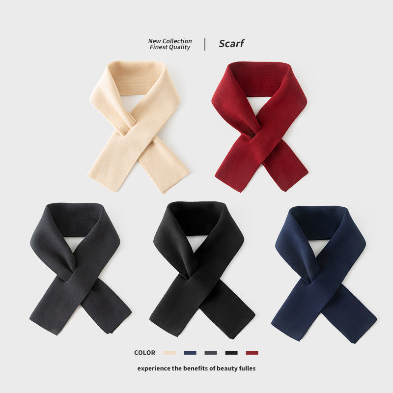 Men's Winter Knitted Cross Scarf Warm Solid Color Neck Warmer