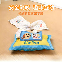 Pet Interactive Crinkle Paper Tissue Box Dog Chew Toy for Stress Relief and Anti-Destructive Behavior