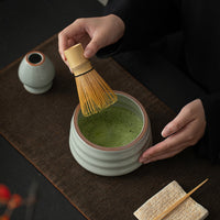 Japanese Retro Ceramic Matcha Bowl Set with Whisk and Whisk Holder