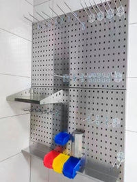 Thickened 304 Stainless Steel Pegboard Baking Storage Rack Custom Square Hole Hardware Tool Hanging Board Wall Organizer
