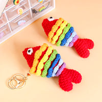 Handmade Crocheted Koi Fish Keychain Pendant, Cute Clownfish Doll Backpack Charm, Creative Knitted Gift