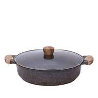 Maifan Stone Non-Stick Divided Hot Pot with Thickened Glass Lid and Handles, Gas/Induction Cooker Compatible