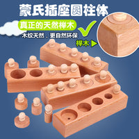 Montessori Wooden Cylinder Socket Blocks for Early Education Sensory Training
