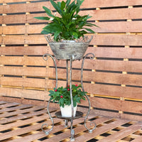 Vintage Wrought Iron Outdoor Plant Stand for Patio Garden Decor