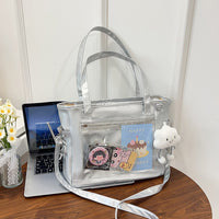 Cute Large Capacity Ita Bag Transparent Fashion Shoulder Tote Bag for Students