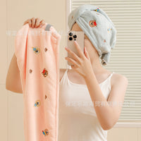 Embroidered Bear Quick Dry Hair Towel for Women, Super Absorbent Microfiber Hair Drying Cap