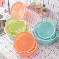 3-Piece Hollow Drain Basket Set for Kitchen, Thickened Vegetable and Fruit Washing Strainer