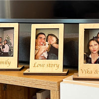 Mini Wooden Laser Engraved Photo Frame for Desktop Display
