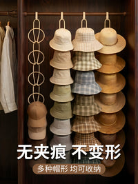 Multi-layer Over-the-Door Hat Organizer with Hooks for Wardrobe Storage