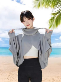 Women's UV Protection Shawl with Hood for Outdoor Cycling and Driving