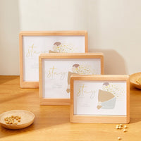 Minimalist Trapezoid Beech Wood Photo Frame with Acrylic Panel for Tabletop Display