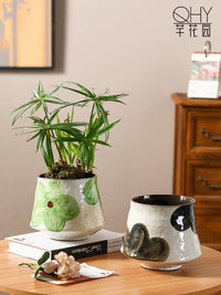 Jingdezhen Ceramic Orchid Planter Pot with Hand-Painted Vintage Design for Living Room