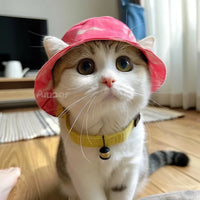 Pet Sun Protection Hat with Ear Holes for Cats and Small Dogs, Summer Fisherman Cap