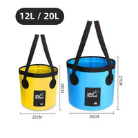 Portable Folding Water Bucket for Outdoor Camping Fishing Car Washing Foot Soaking, PVC Waterproof Storage