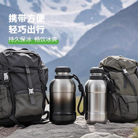 Insulated Water Bottle with Handle - Large Capacity Portable Thermos for Students & Office