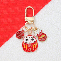 Japanese Daruma Doll Mount Fuji Alloy Keychain for Bags and Cars
