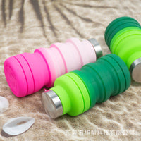 Gradient Silicone Collapsible Water Bottle, Portable Reusable Large Capacity for Travel & Fitness