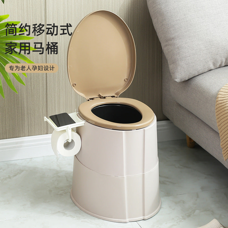 Portable Adult Commode Toilet Chair with Lid for Elderly Home Use