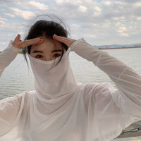Women's UV Protection Shawl with Face Mask and Sleeves for Driving and Cycling
