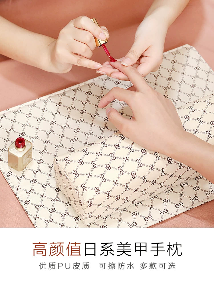 Japanese-Style Nail Art Hand Rest Cushion and Mat Set for Salon or Home Use