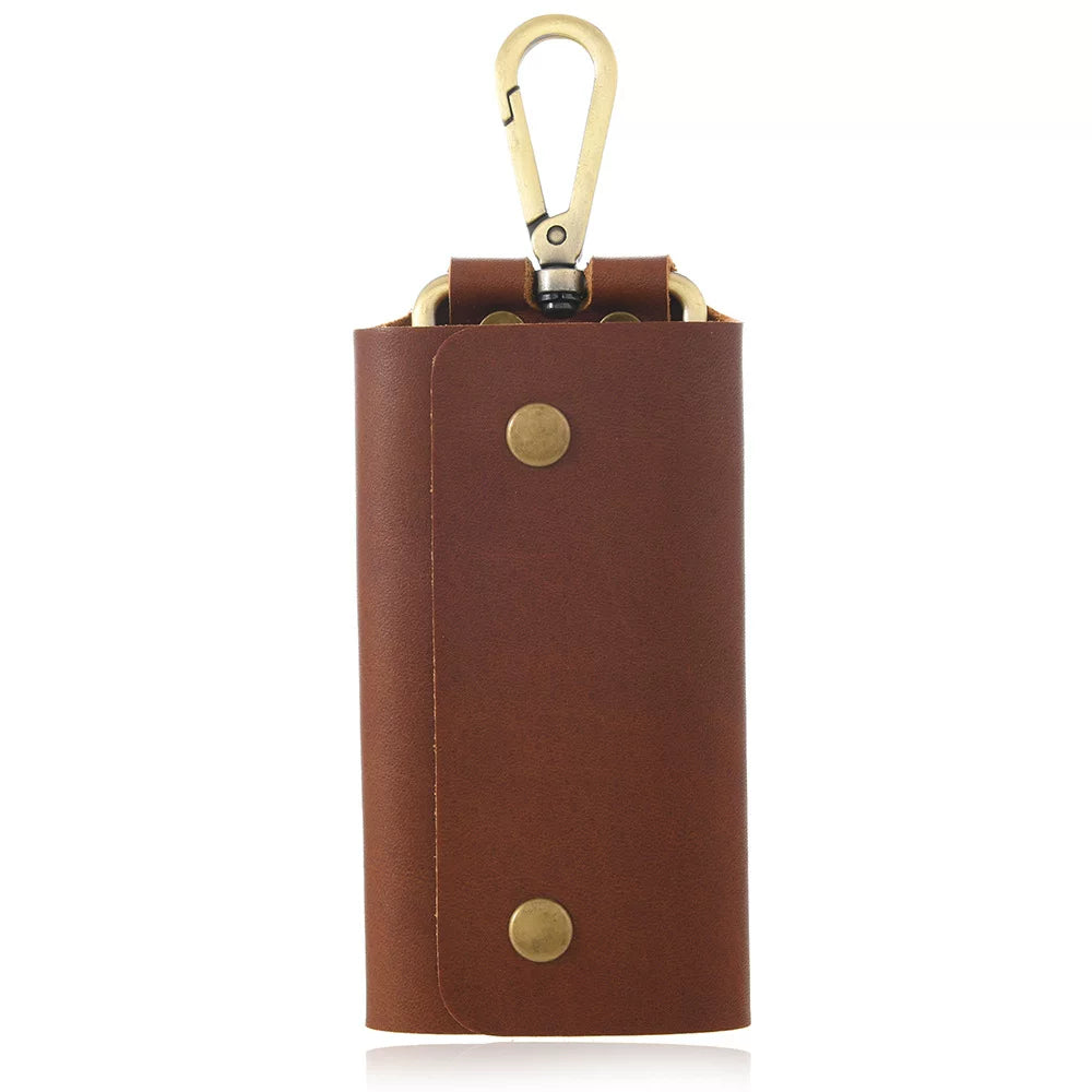 Minimalist Retro Leather Key Pouch for Men and Women, Waist Hanging Mini Key Holder