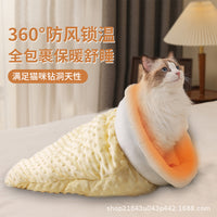 Soft Plush Cat Sleeping Bag Bed for Winter Warmth and Comfort