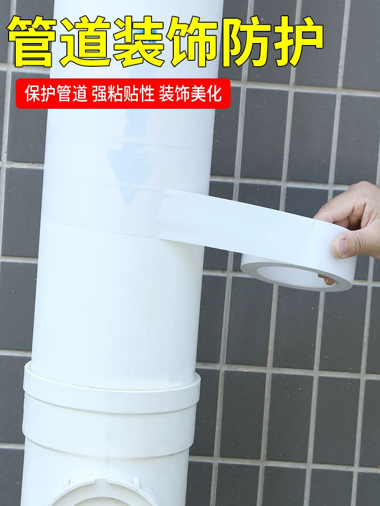Pipe Wrap Cover Tape for Bathroom and Home Decor - Self-Adhesive PVC for Drain, Sewer, and Heating Pipes