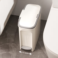 Slim Pedal Trash Can with Lid for Bathroom Kitchen Living Room, Dual-Use Foot Pedal and Press-Top