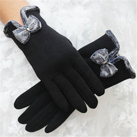 Women's Winter Cycling Gloves with Bowknot, Fleece Lined, Touchscreen Compatible