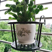 Balcony Railing Hanging Planter Basket Iron Art Flower Pot Holder for Indoor Outdoor Plants