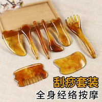 Resin Gua Sha Facial and Body Scraping Massage Tool Set with Meridian Stick