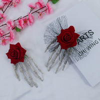 Halloween Rose Skull Hand Hair Clip Gothic Lolita Cosplay Accessory