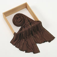Modal Solid Color Rhinestone Long Scarf for Women - Soft Silky Cotton Feel