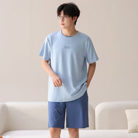 Men's Lyocell Short Sleeve & Shorts Pajama Set Casual Loungewear
