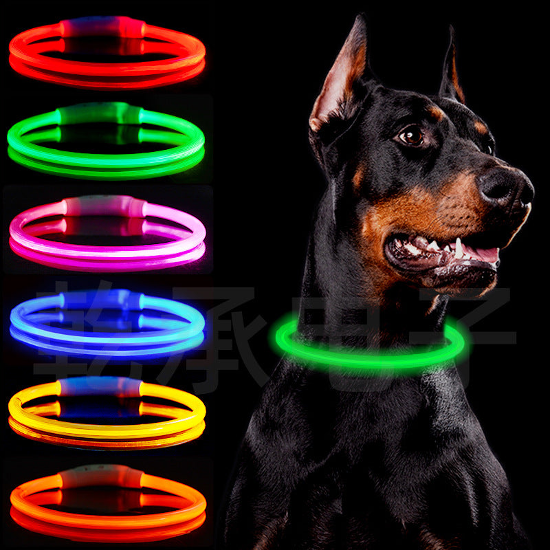 USB Rechargeable LED Light-Up Dog Collar for Night Walking Safety