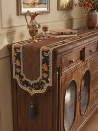 Chenille Tassel Table Runner for Dining Sideboard TV Cabinet Decor