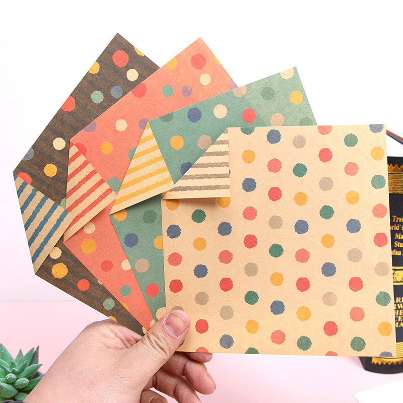 15cm Square Printed Striped Polka Dot Series Colored Origami Paper for Kids' Handicrafts and Paper Cutting