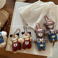 Korean Ins Style Cartoon Santa Bear Felt Keychain Bag Charm